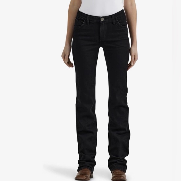 Wrangler Denim - Wrangler Willow Mid Rise Boot Cut Ultimate Riding Jeans Black Womens Size 31x34
